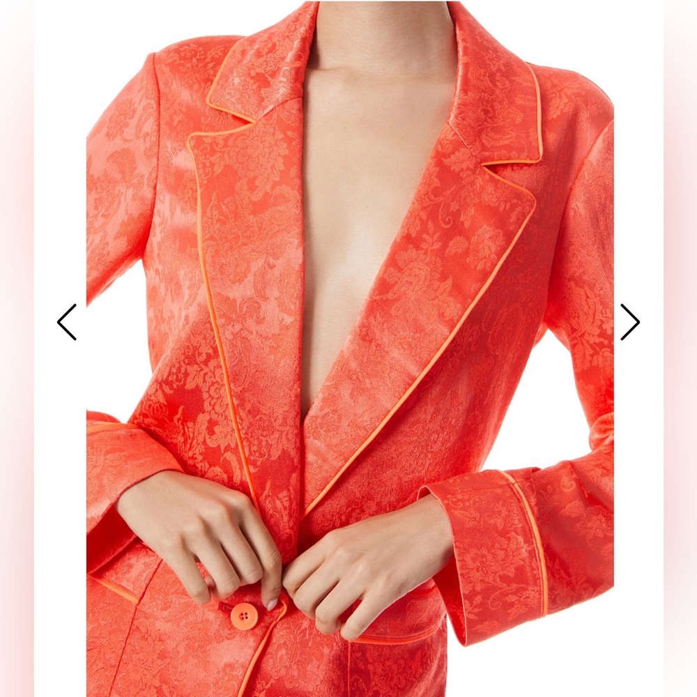 Alice & Olivia Shanda Orange print pajama blazer